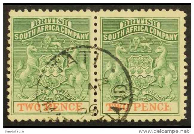 1895 2d Green &amp; Red Perf 12&frac12;, SG 27, Fine Used Pair With Tati / Matabeleland Cds. Pretty Pair. For More... - Autres & Non Classés