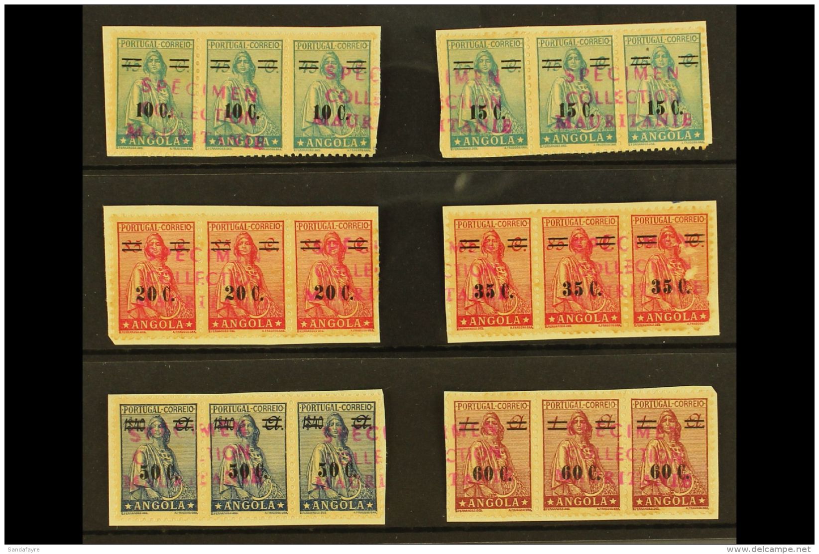 ANGOLA ARCHIVE SPECIMENS 1942 Ceres Surcharge Set Complete From 10c On 45c To 60c On 1a, Michel 295/300 Or SG... - Sonstige & Ohne Zuordnung