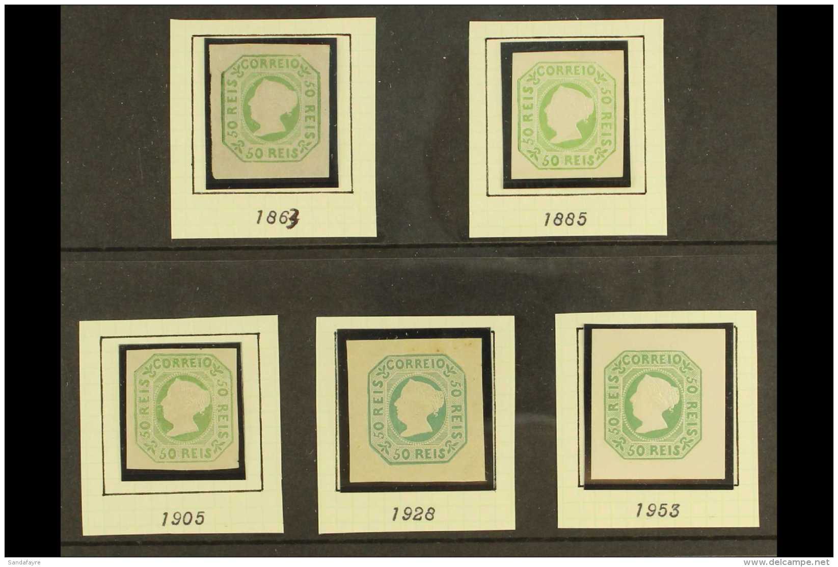 1853 50r GREEN REPRINTS. Complete Set Of Five Different Reprints Of The 1853 50r Green, Comprising 1863 &amp; 1885... - Autres & Non Classés