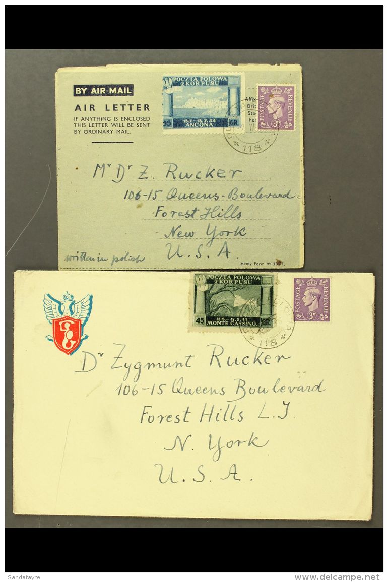 POLISH ARMY IN ITALY 1946 Two GB + Polish Corp Combination Covers. One A GB Formula Air Letter Sheet With A... - Altri & Non Classificati