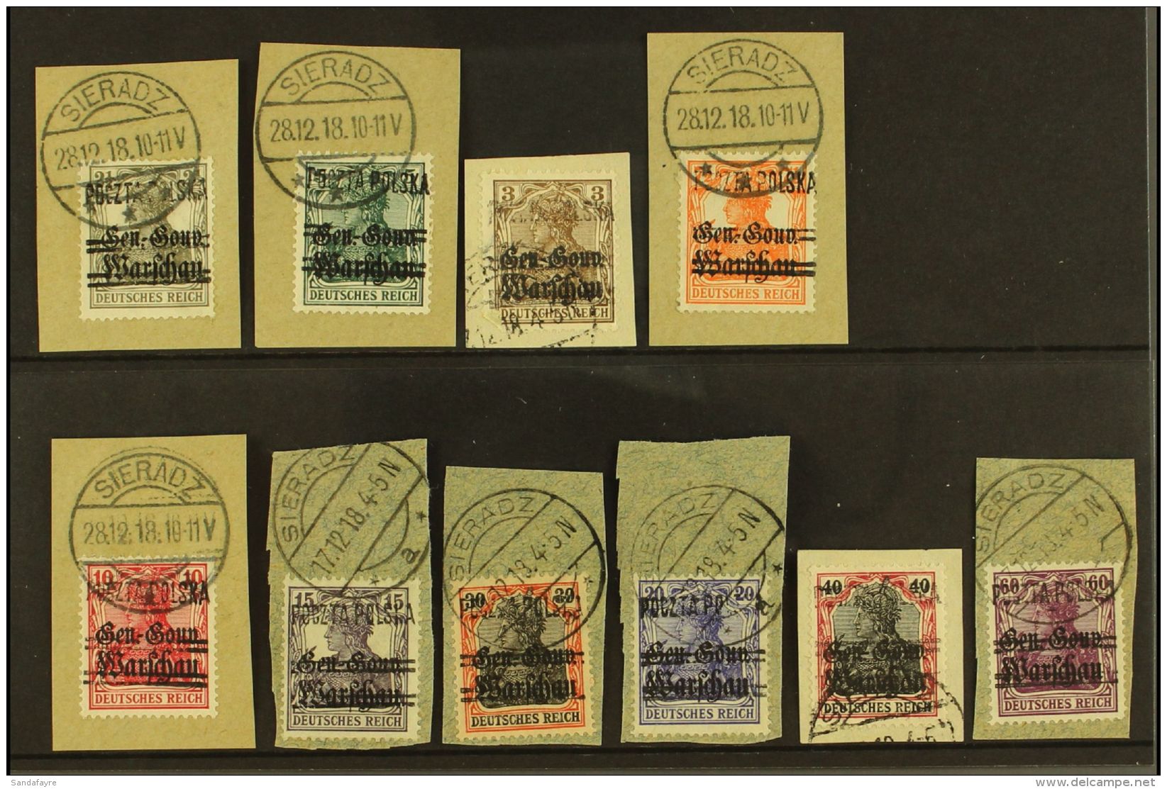 LOCALS - SIERADZ 1918 USED SELECTION On A Stock Card With An All Different Range Of Values To 60pf. (10 Stamps)... - Autres & Non Classés
