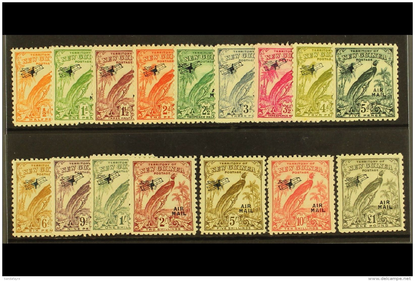 1932-4 "AIR MAIL" &amp; Aeroplane Overprinted On Redrawn Set Without Dates, SG 190/203, Mostly Very Fine Mint... - Papouasie-Nouvelle-Guinée