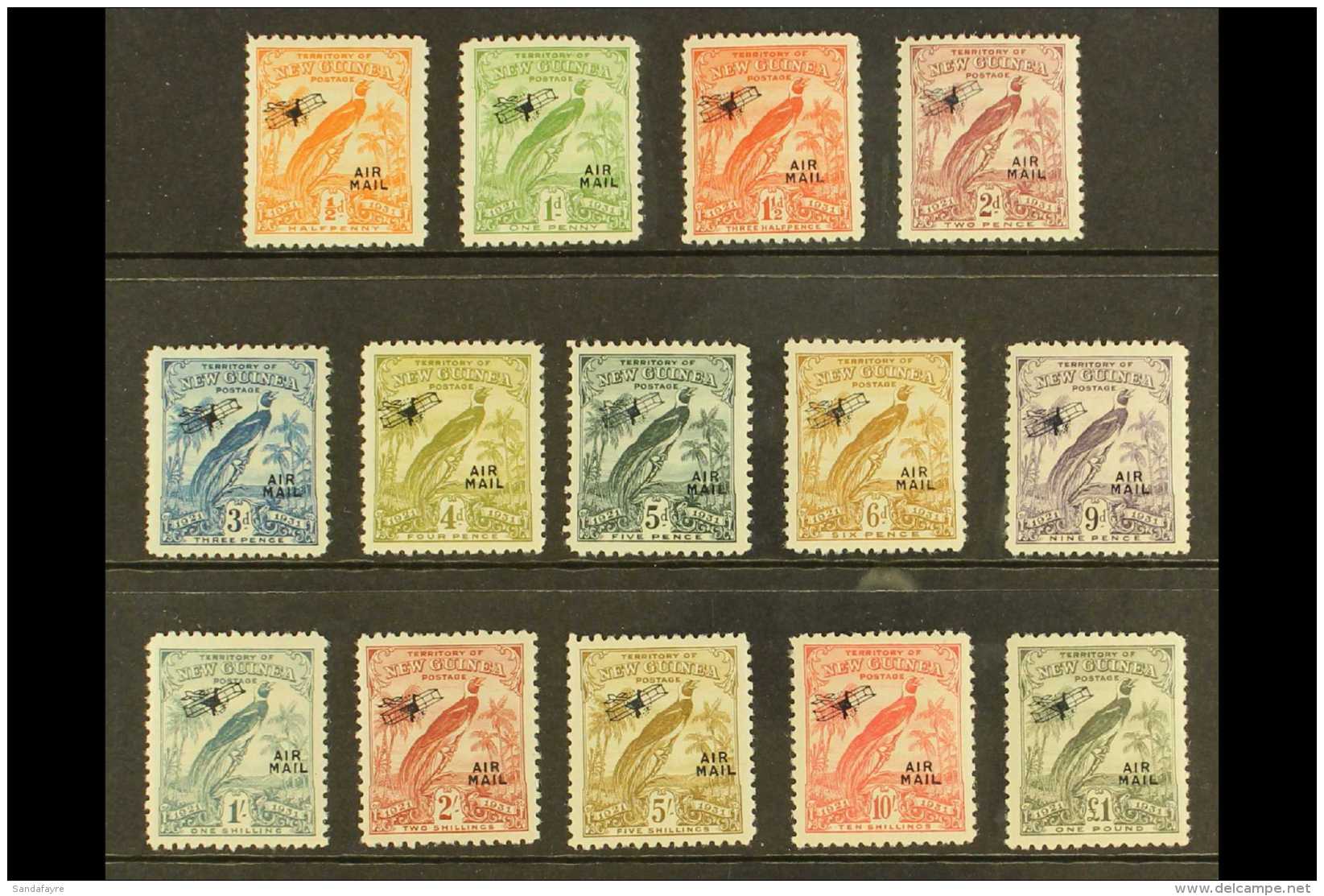 1931 Air (Bird Of Paradise) Complete Set, SG 163/176, Very Fine Mint. (14 Stamps) For More Images, Please Visit... - Papouasie-Nouvelle-Guinée