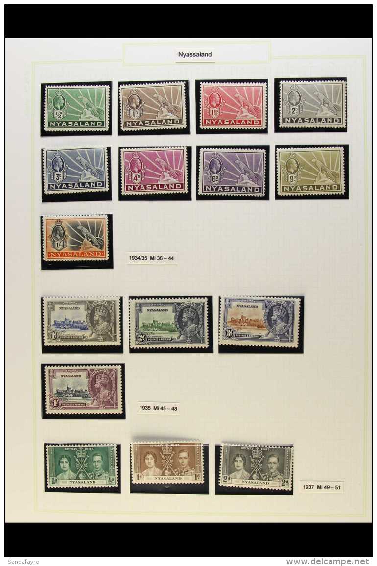 1934-53 MINT COLLECTION On Album Pages, Incl. 1934 KGV Defins Set, 1935 Silver Jubilee Set, 1938-44 KGVI To 1s... - Nyassaland (1907-1953)