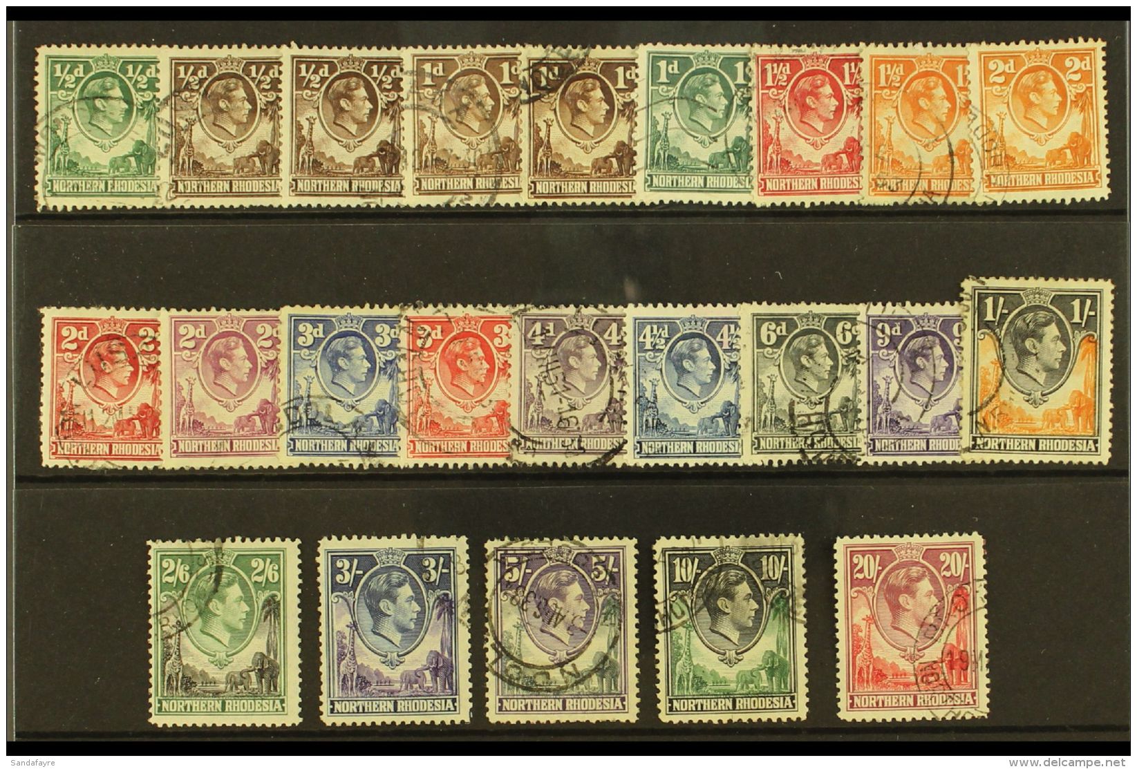 1938 Geo VI Set Complete To 20s, SG 25/45, Very Fine Used. (21 Stamps) For More Images, Please Visit... - Rhodésie Du Nord (...-1963)