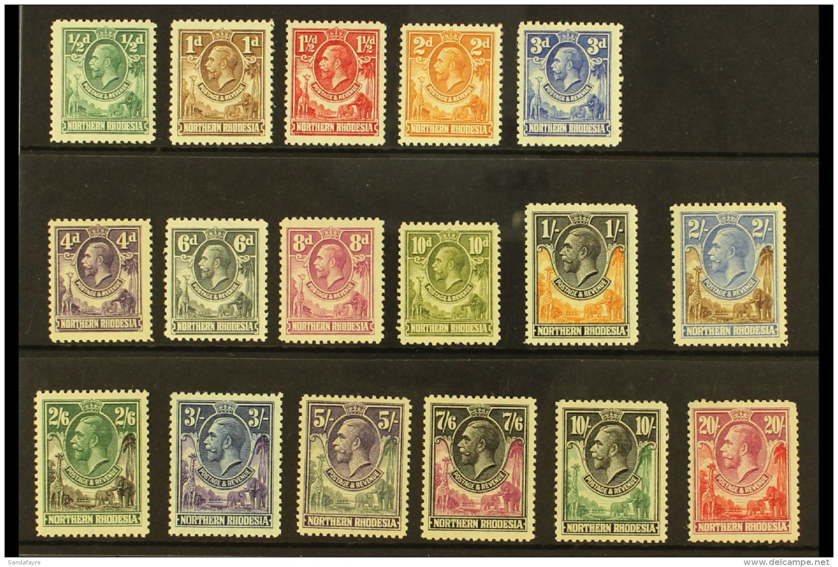 1925-29 KGV Definitive Set, SG 1/17, Mint, The 20s With A Tiny Hinge Thin And Some Shortish Perfs (17 Stamps) For... - Rhodésie Du Nord (...-1963)