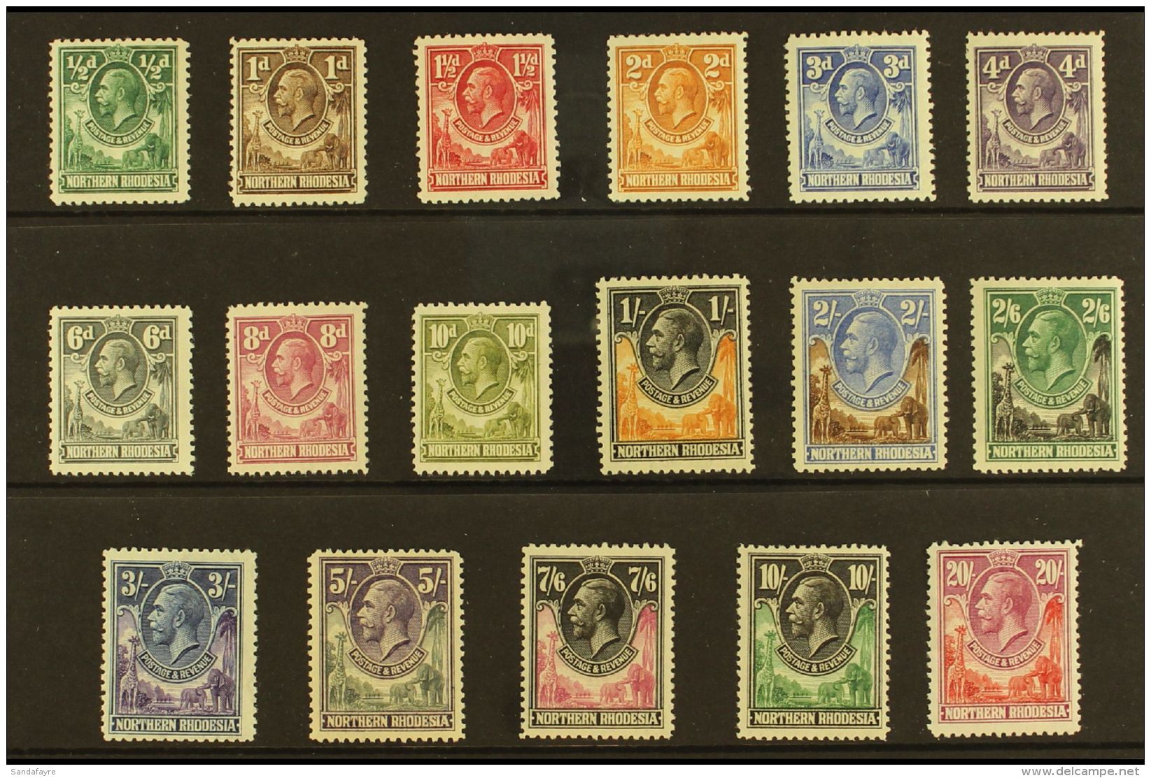 1925 Elephant And Giraffe Set Complete, SG 1/17, Very Fine And Fresh Mint. (17 Stamps) For More Images, Please... - Rhodésie Du Nord (...-1963)