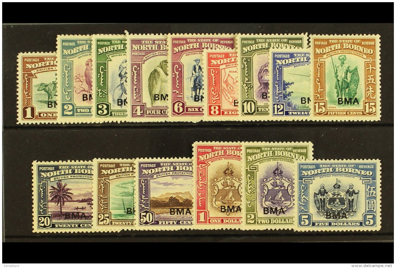 1945 "BMA" Ovpt Set Complete, SG 320/34, Very Fine Mint. (15 Stamps) For More Images, Please Visit... - Borneo Del Nord (...-1963)