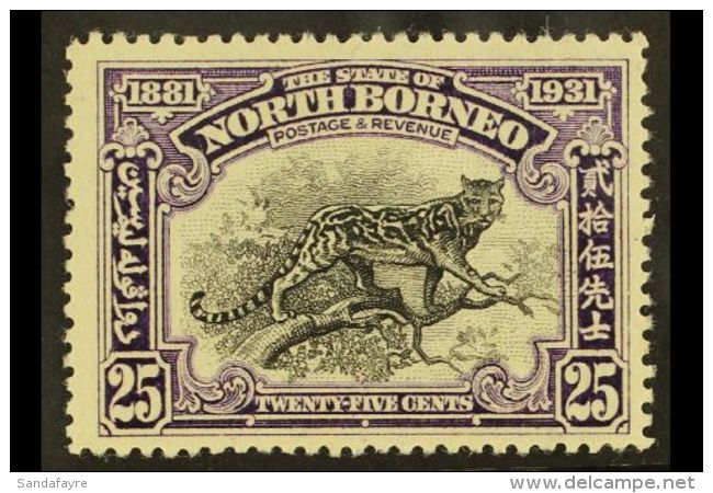 1931 25c Black &amp; Violet 50th Anniversary - Leopard, SG 299, Never Hinged Mint, Fresh. For More Images, Please... - North Borneo (...-1963)