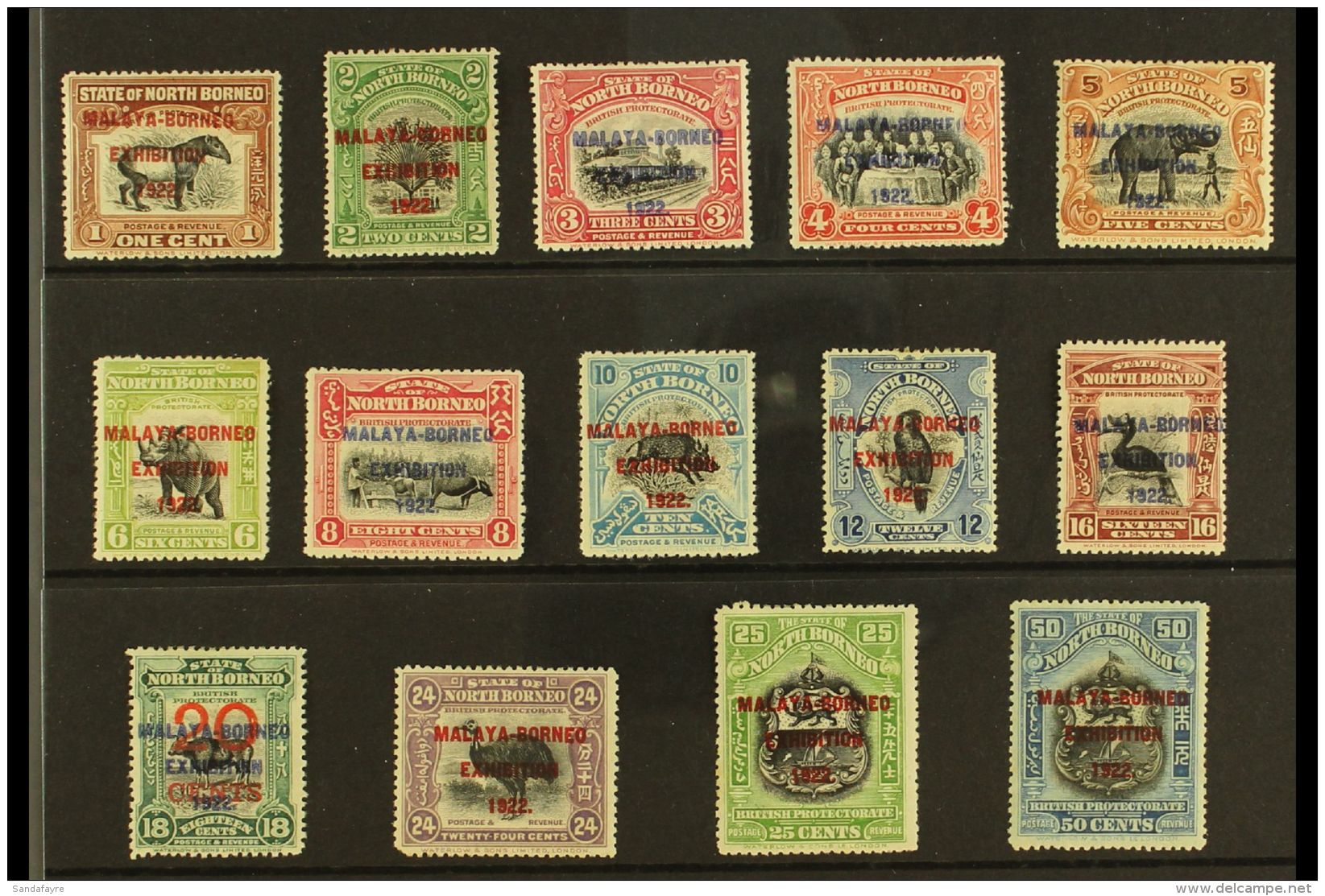 1922 Malaya-Borneo Exhibition Complete Basic Set, SG 253/75, Fine Mint. (14 Stamps) For More Images, Please Visit... - Borneo Del Nord (...-1963)