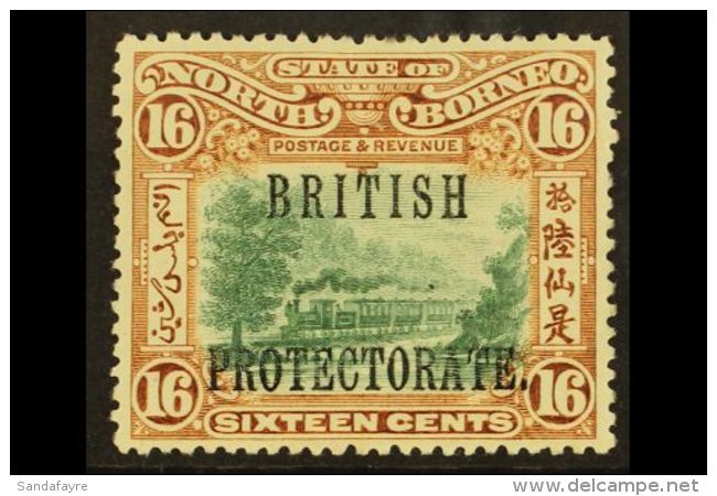 1901 16c Green And Chestnut Railway Train, Perf 14&frac12; - 15, Ovptd British Protectorate, SG 136a, Very Fine... - Borneo Del Nord (...-1963)