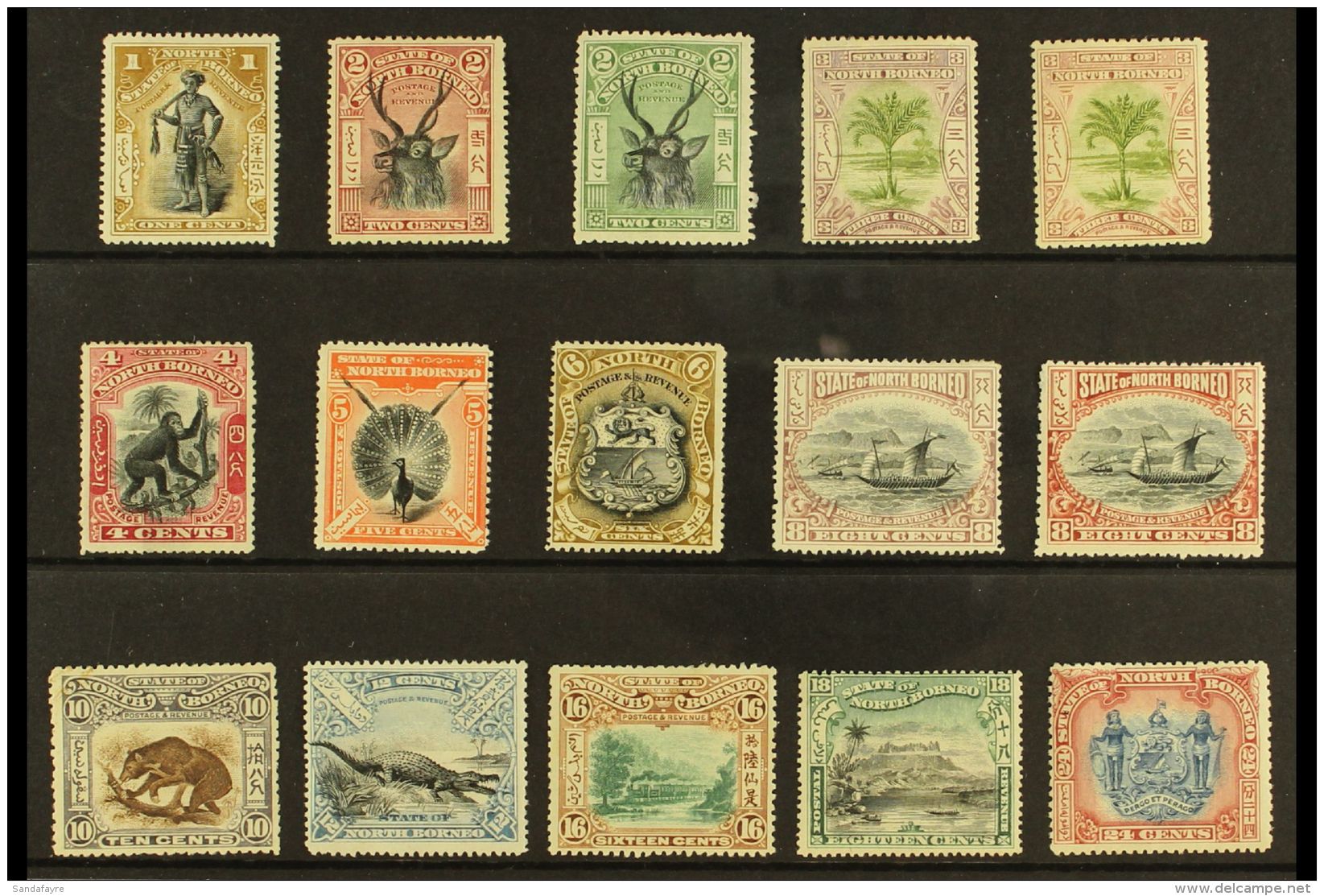 1897-1902 Complete Set With One Of Each Value, Various Perfs, SG 92/109, Including 2c Both Colours, 3c Both... - North Borneo (...-1963)