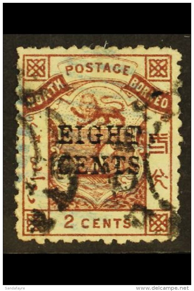 1883 EIGHT CENTS On 2c Red- Brown, SG 3, Used With Light Blue Barred Oval &amp; Black Circular Double-ring Pmks.... - Borneo Del Nord (...-1963)