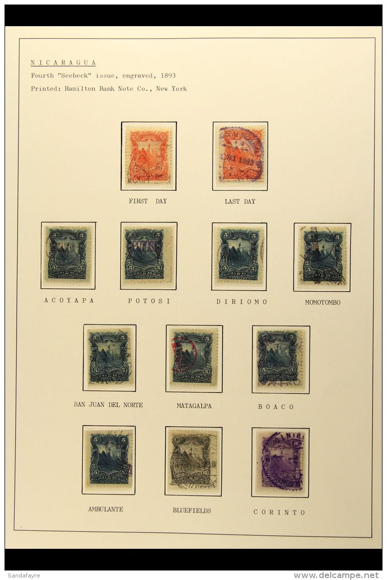 1893 POSTMARKS COLLECTION A Fine Collection Of The Fourth "Seebeck" Issues With Values To 50c Showing A Good Range... - Nicaragua