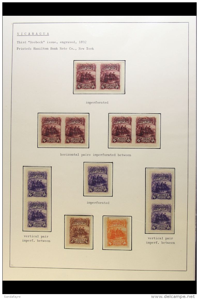 1892 COLUMBUS - IMPERFS AND PART PERFS COLLECTION Attractively Presented And Written Up On Pages. The Third... - Nicaragua