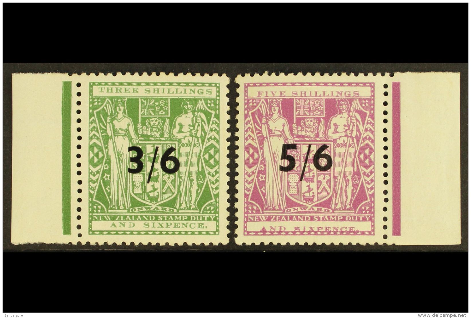 POSTAL FISCALS 1940 3/6 On 3s6d Grey-green, And 5/6 On 5s6d Lilac, With "Single Watermark" , SG F187/F188, Fine... - Autres & Non Classés
