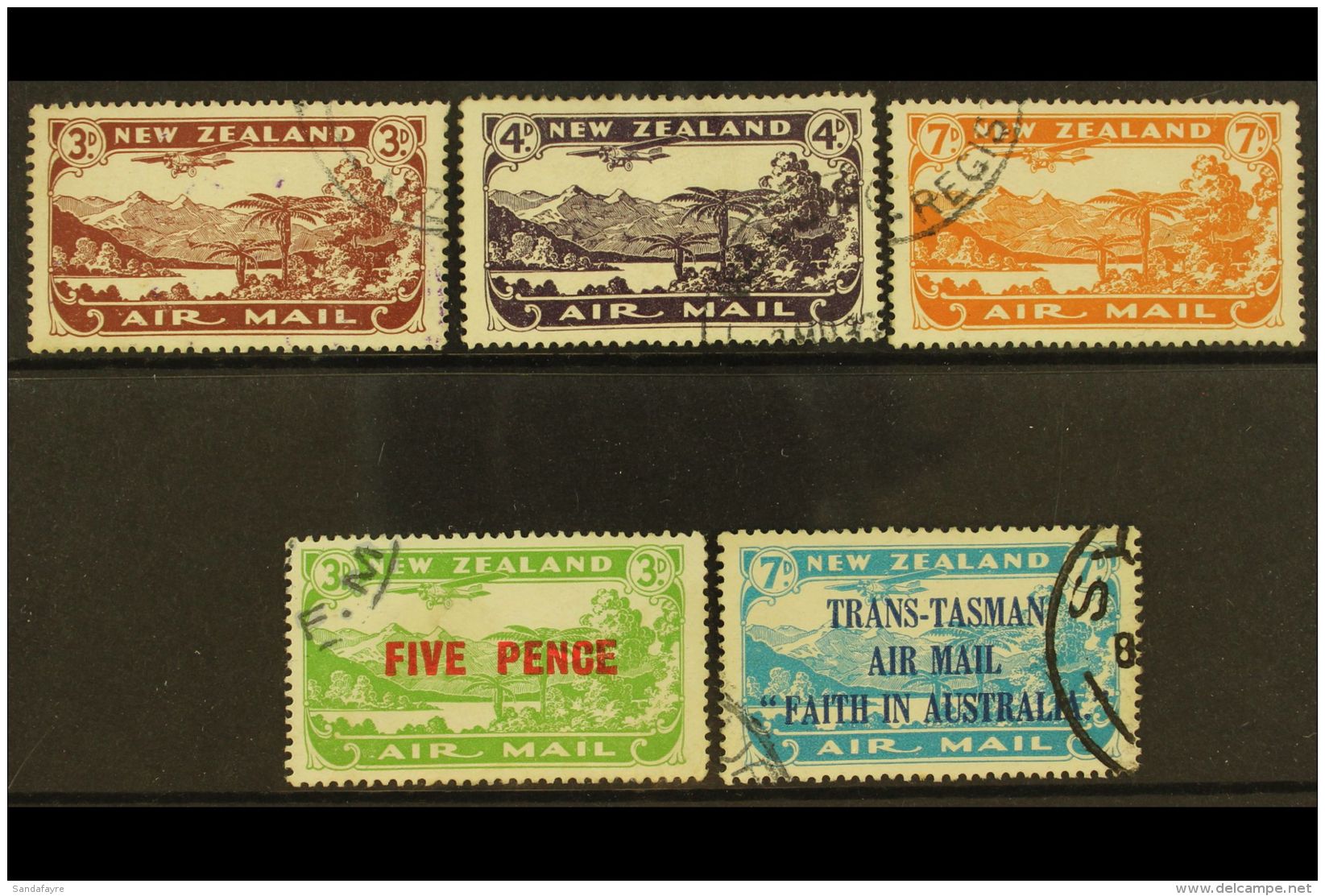 1931-1934 AIRS VERY FINE USED With 1931 Set Plus 5d On 3d Surcharge, SG 548/51, Plus 1934 7d "Faith In Australia",... - Altri & Non Classificati