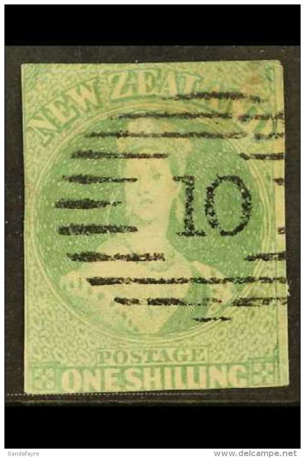 1857-63 1s Dull Emerald- Green Imperf, No Wmk, SG 16, Used With Attractive Cancellation, Mixed Margins, Small... - Sonstige & Ohne Zuordnung