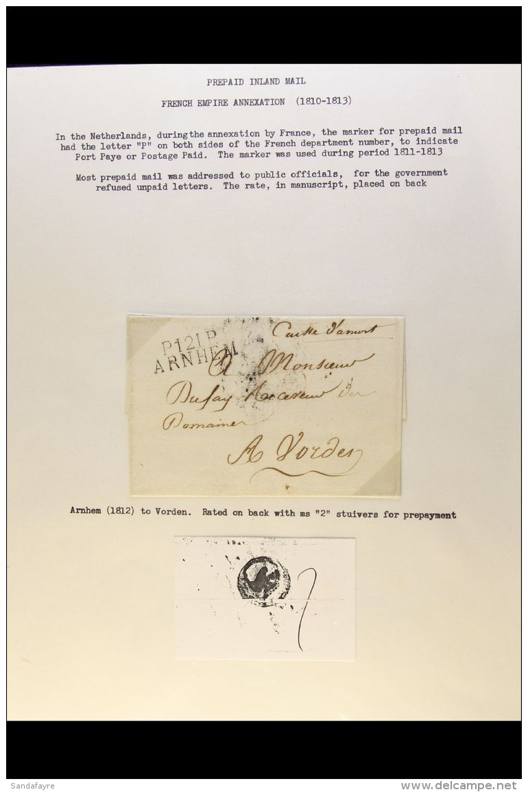 1812-1858 PREPAID INLAND MAIL. An Interesting Collection Of Stampless ENTIRE LETTERS Nicely Written Up On Leaves,... - Autres & Non Classés