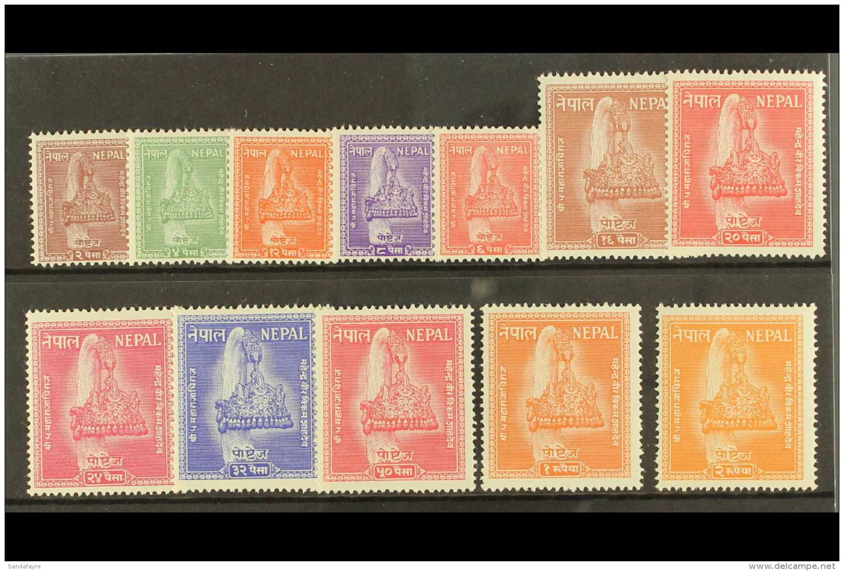 1957 Crown Definitive Set, SG 103/14, Very Lightly Hinged Mint (12 Stamps) For More Images, Please Visit... - Népal