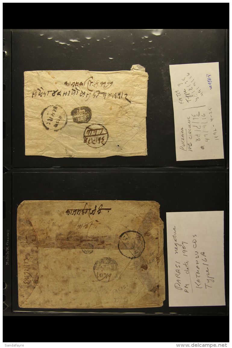 1892-1910 Four Stampless Covers All Addressed To Kathmandu With Arrival Datestamps And Small Handstamped Seals,... - Nepal