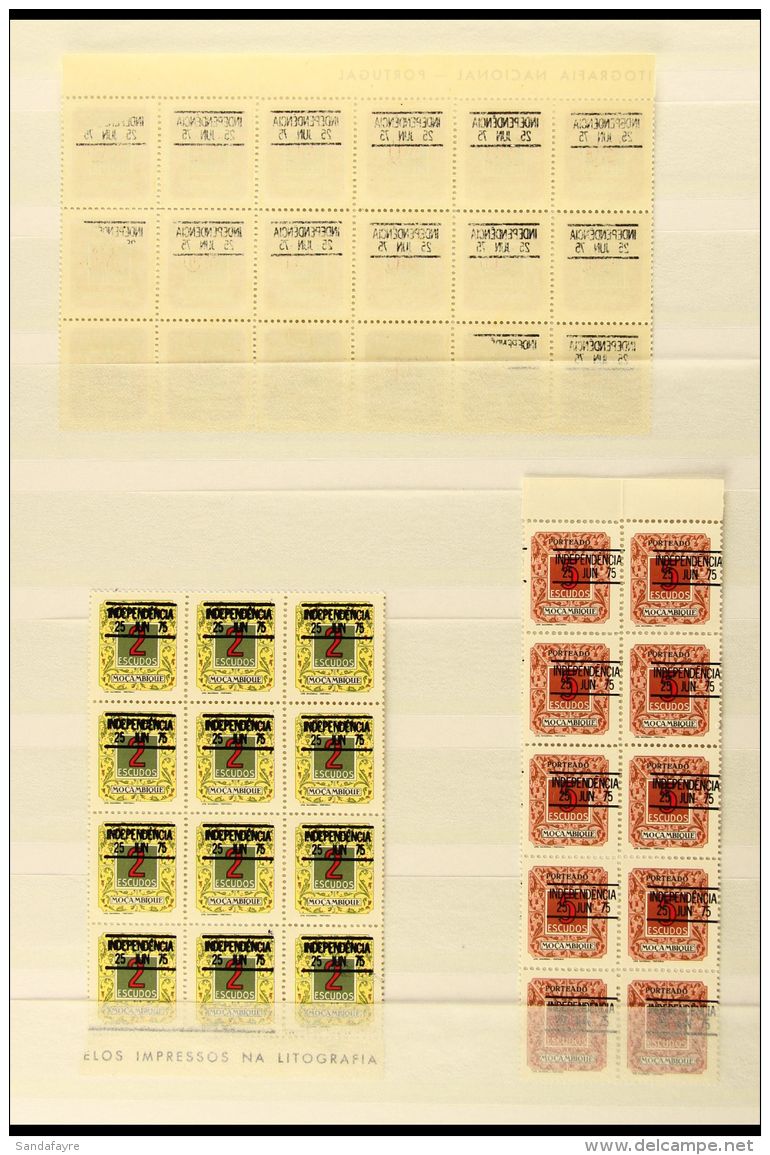 POSTAGE DUES 1975 (25 June) Independence Overprinted Never Hinged Mint Marginal Blocks Comprising 30c (Mi 56)... - Mozambique