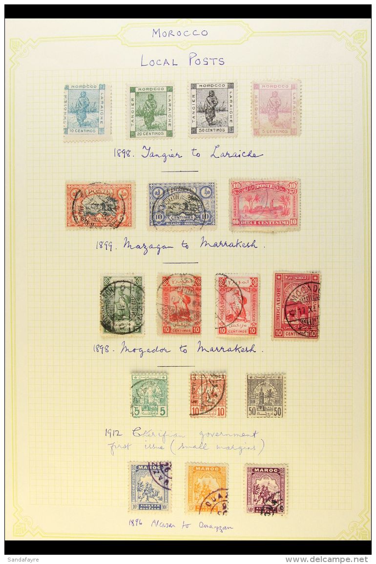 LOCAL POSTS 1893-1913 ALL DIFFERENT COLLECTION On Leaves, Inc Mazagan-Marrakech 1893-95 10c Perf 11 NHM, 1897 10c... - Altri & Non Classificati