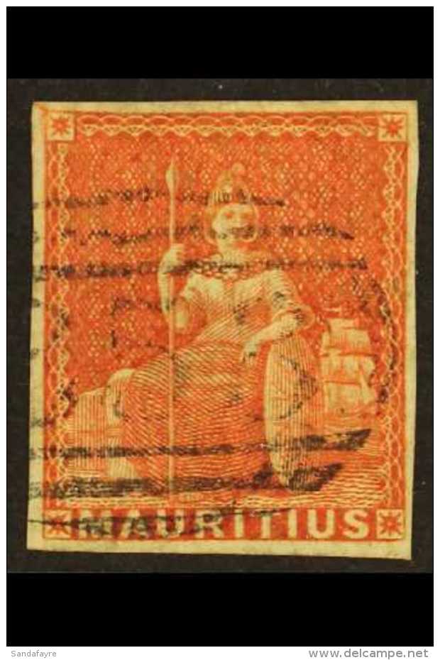 1858-62 (6d) Vermilion, Imperf, SG 28, Very Fine Used With Light &amp; Clear "B 53" Numeral, Four Even Margins.... - Mauritius (...-1967)