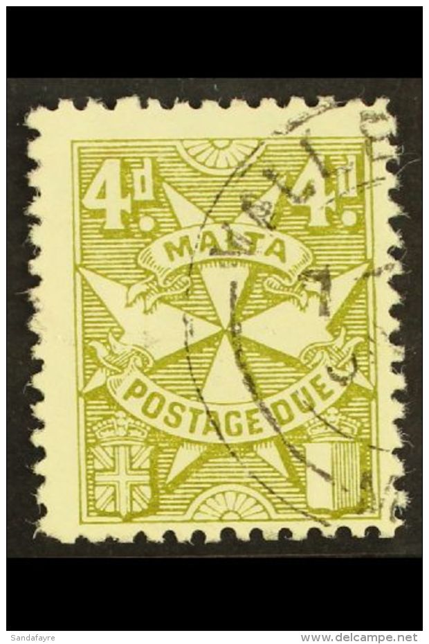 POSTAGE DUES 1967-70 4d Yellow Olive, SG D26, Fine Cds Used For More Images, Please Visit... - Malte (...-1964)