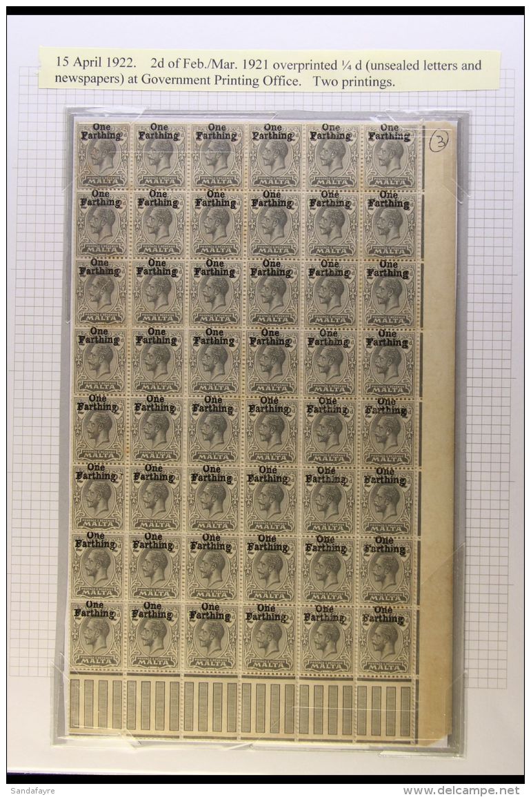 1922-35 MINT AND USED COLLECTION An Interesting Collection On Pages, Includes 1922 &frac14;d Mint Plate Block Of... - Malte (...-1964)