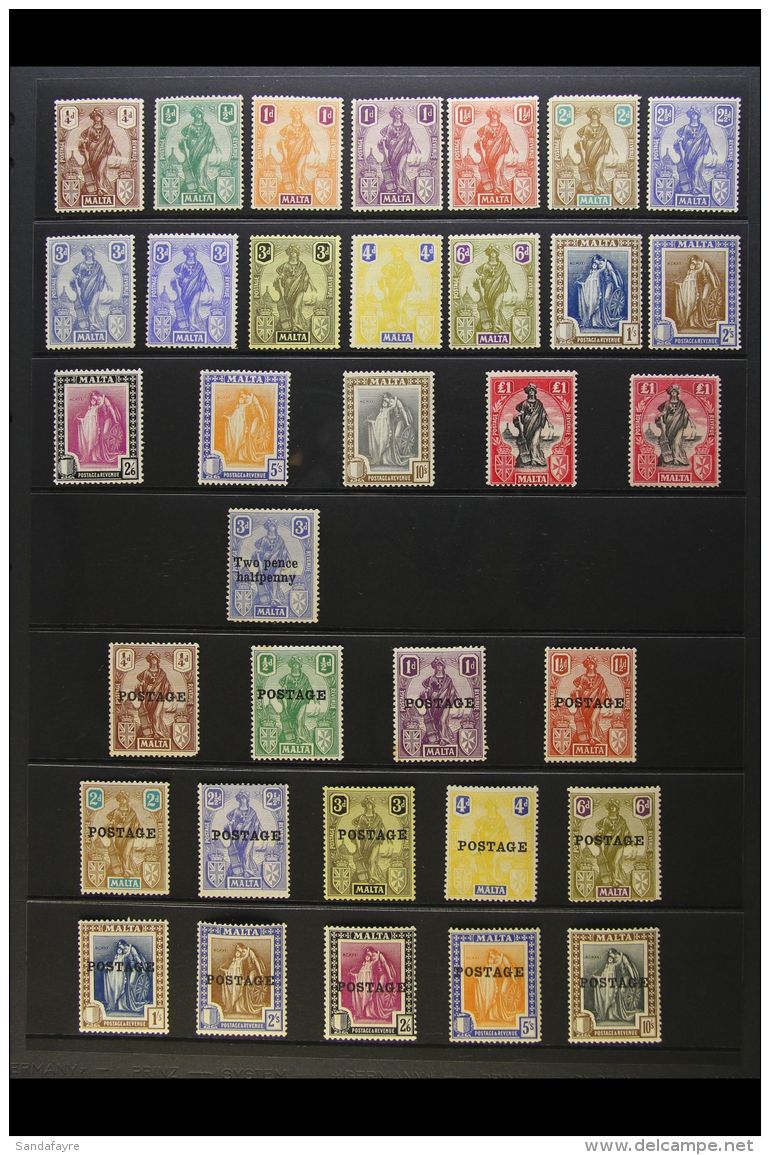 1922-26 MINT MELITA &amp; BRITANNIA COLLECTION Presented On A Stock Page. Includes 1922-26 Complete Set With BOTH... - Malta (...-1964)