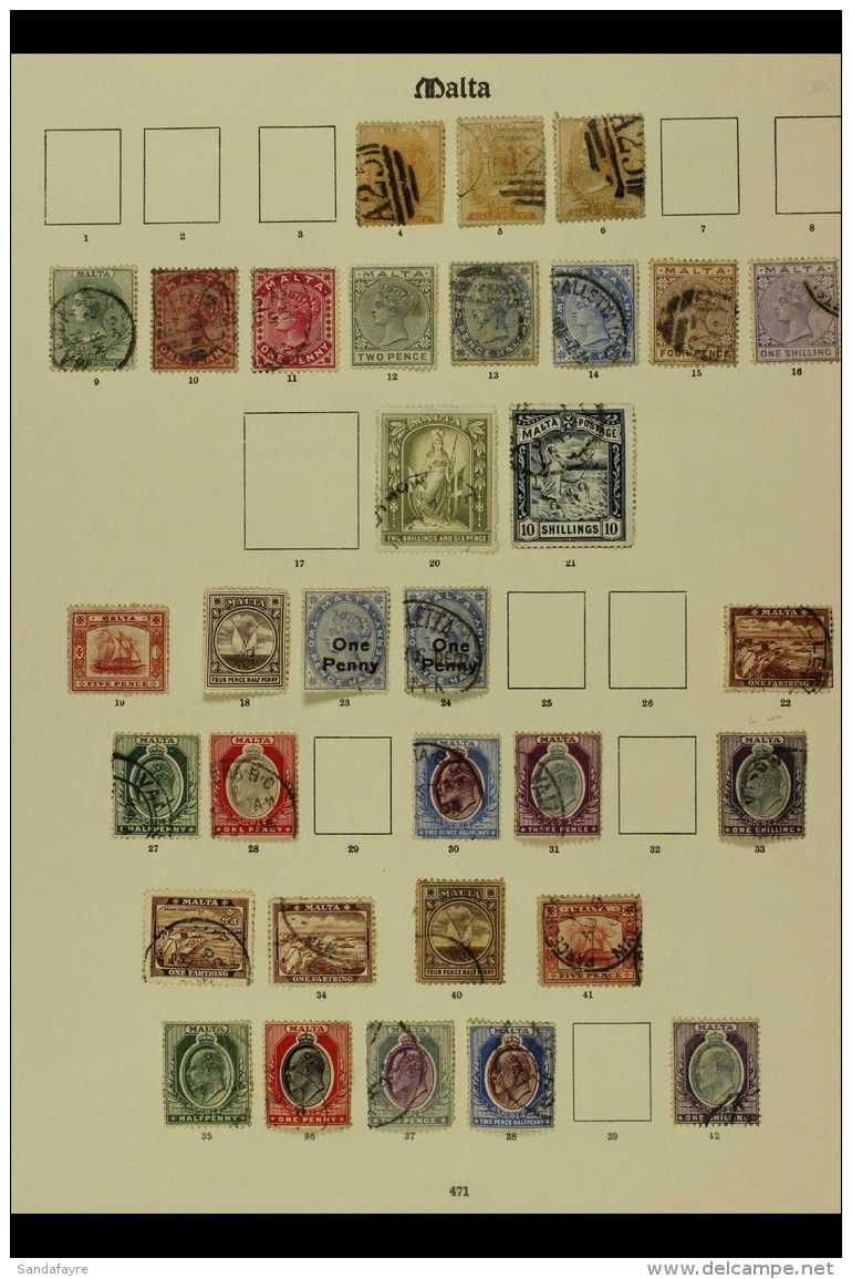 1863-1935 USED COLLECTION Presented On Dedicated Album Pages. Inc QV Values To 10s, KEVII To Various 1s, KGV... - Malte (...-1964)