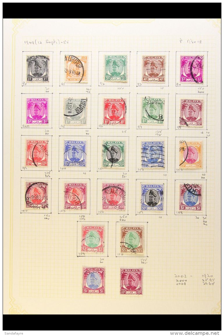 SELANGOR 1935-1971 USED COLLECTION On Album Pages. Includes 1935-41 Mosque &amp; Sultan Range With Most Values To... - Altri & Non Classificati