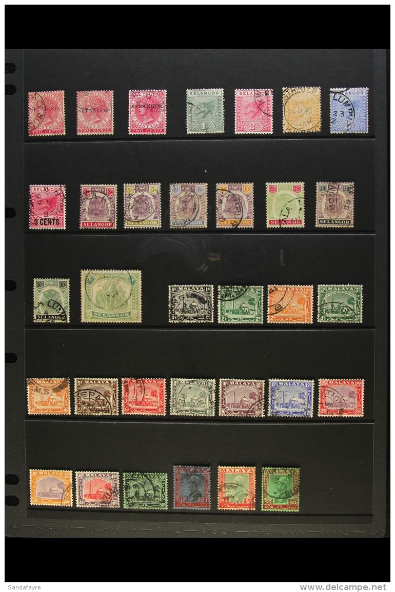 SELANGOR 1885-1955 USED COLLECTION With 1885-91 Overprints On 2c Rose (3), 1891-95 Tiger Set, 1895-99 Range To... - Autres & Non Classés