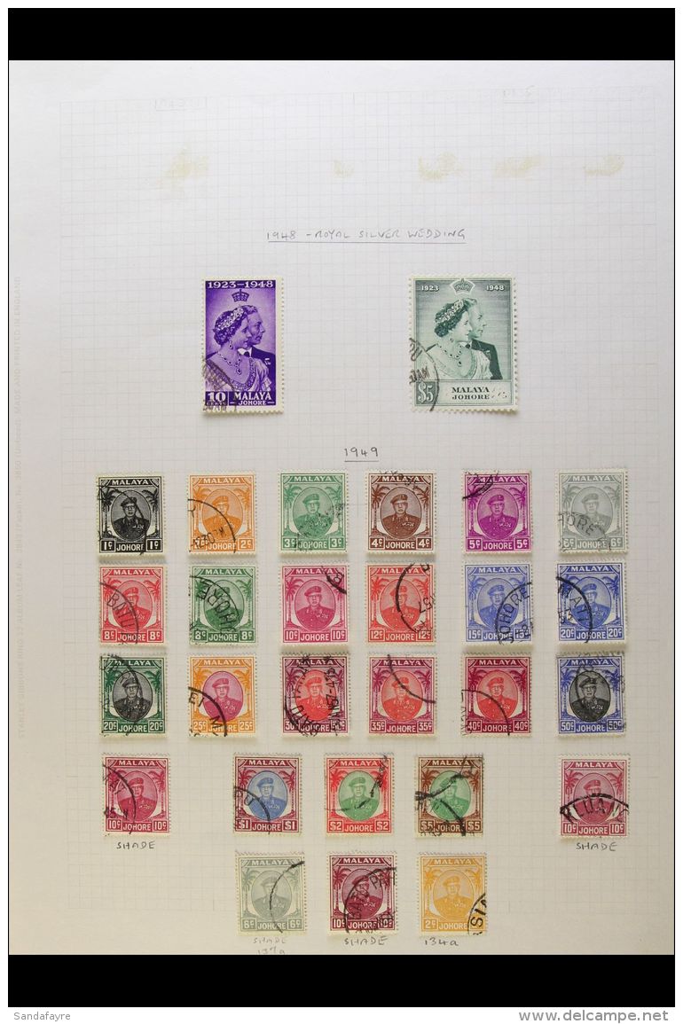 JOHORE 1948-1986 COMPLETE VERY FINE USED. A Delightful Complete Basic Run From 1948 Royal Wedding Set Through To... - Autres & Non Classés