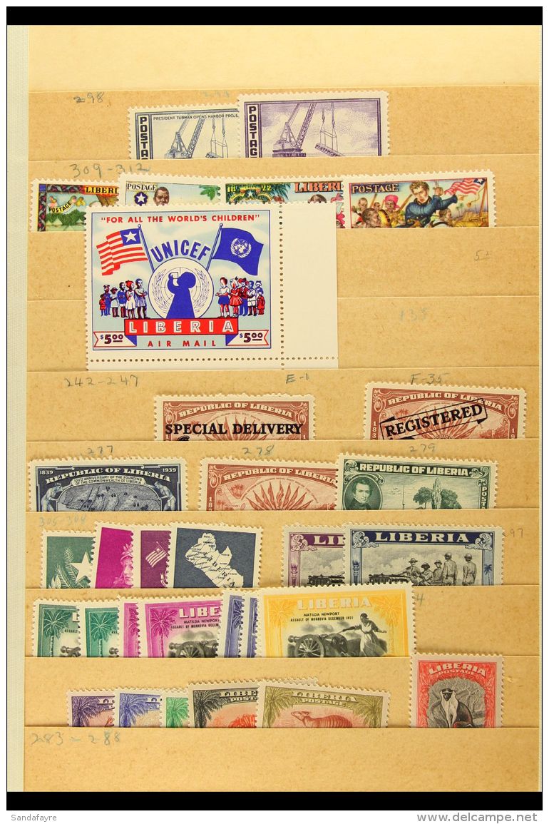 1936-1966 NEVER HINGED MINT COLLECTION With Light Duplication On Manila Stock Pages, Mostly As Complete Sets, Inc... - Liberia