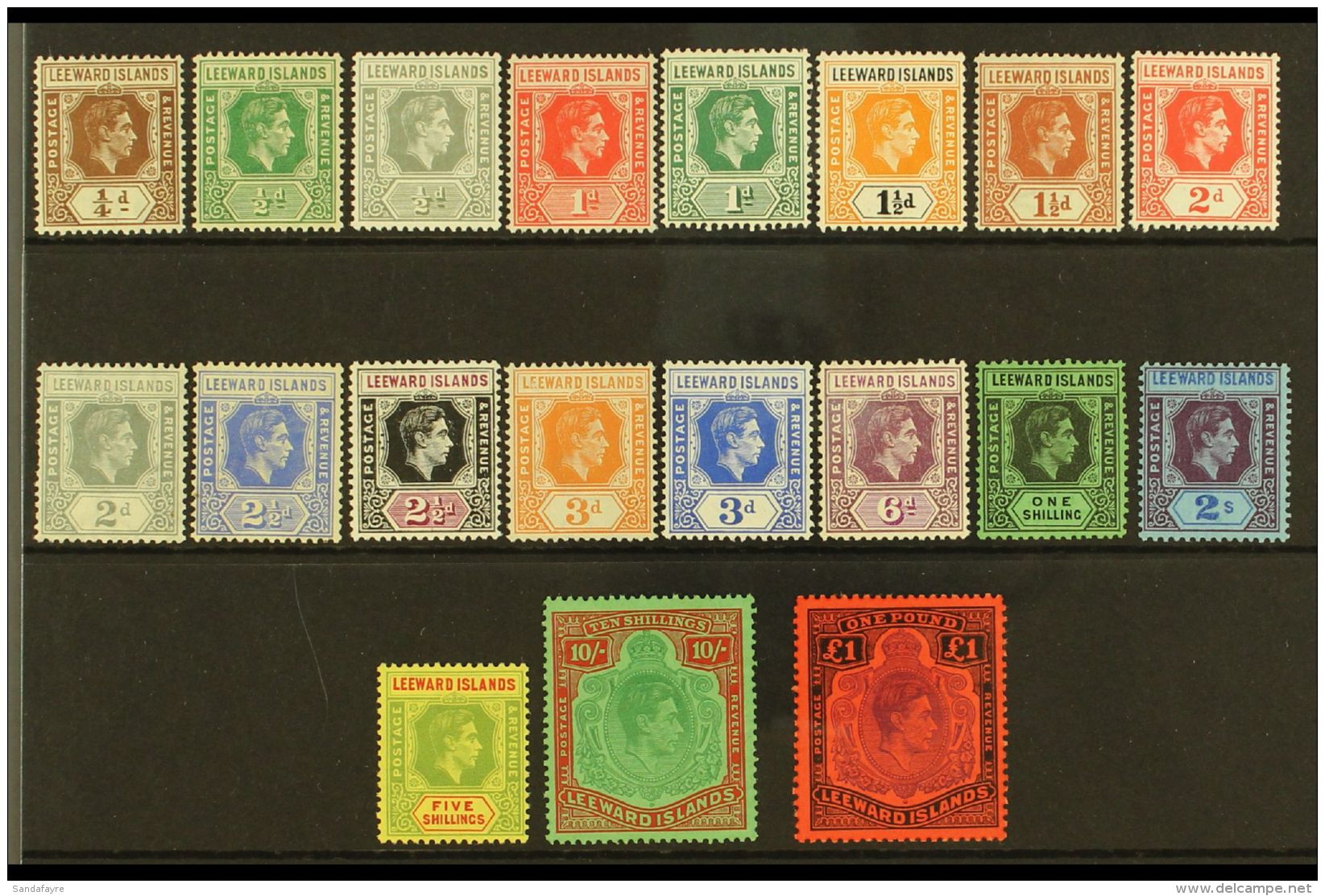 1938-51 KGVI Complete Set, SG 95/114c, Very Fine Mint Most Values Are Never Hinged Inc 2s &amp; 5s, Very Fresh.... - Leeward  Islands
