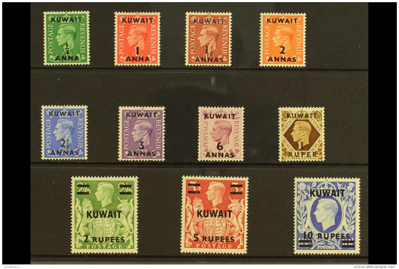 1948-49 KGVI Surcharged Set, SG 64/73a, Very Fine Mint (11 Stamps) For More Images, Please Visit... - Koweït
