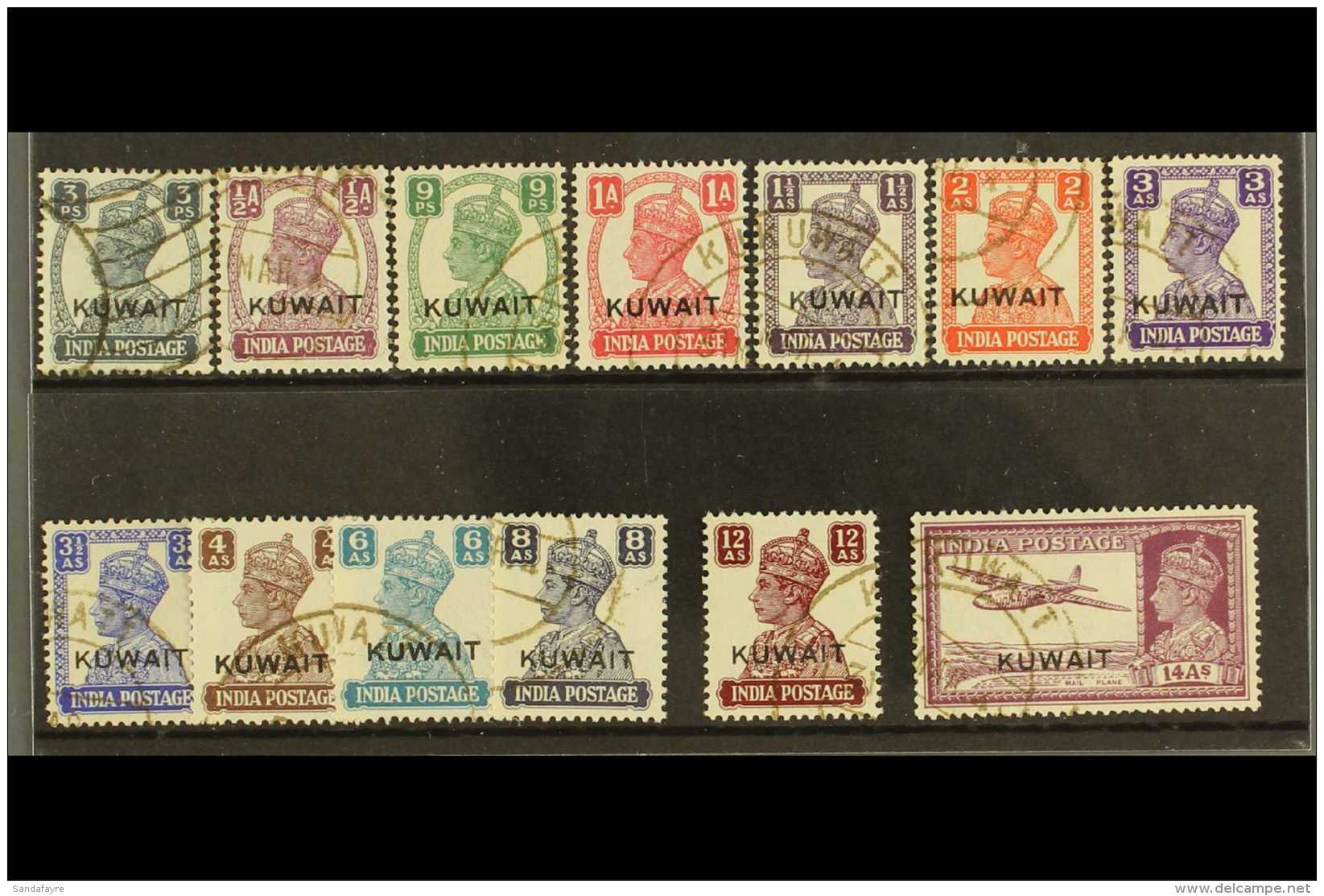 1945 Overprints Complete Set, SG 52/63, Fine Used, Fresh. (13 Stamps) For More Images, Please Visit... - Kuwait
