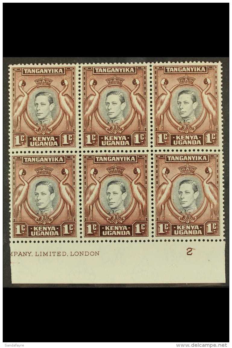 1942 1c Black &amp; Red-brown With DAMAGED VALUE TABLET Variety, SG 131ac, Never Hinged Mint In Block Of 6 With 5... - Vide