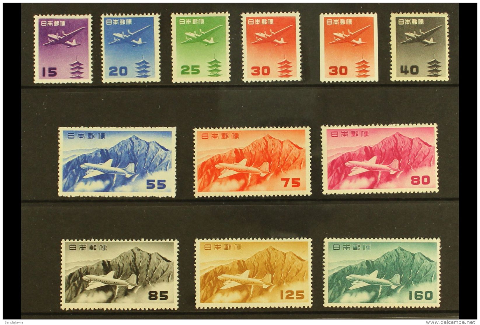 1952-62 Airmail Set With 30y Perf.13 X Imperf Coil Stamp, SG 671/81, 674a, Fine Mint (12). For More Images, Please... - Other & Unclassified