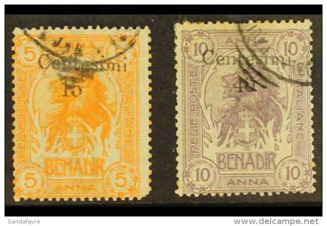 SOMALILAND 1905 15c On 5a Orange- Yellow &amp; 40c On 10c Lilac, SG 8/9 (Sassone 8/9, Cat &euro;2200), Used With... - Altri & Non Classificati