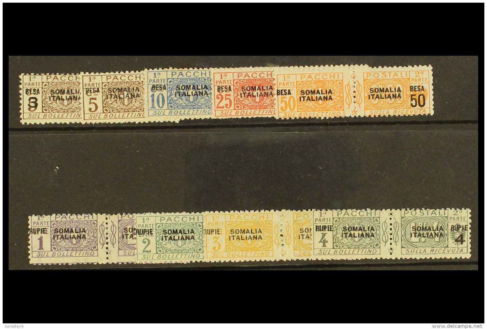 SOMALIA POSTAGE DUES 1923 Rupie Surcharge Set Complete, Sass S54, Very Fine And Fresh Mint. (9 Stamps) For More... - Autres & Non Classés