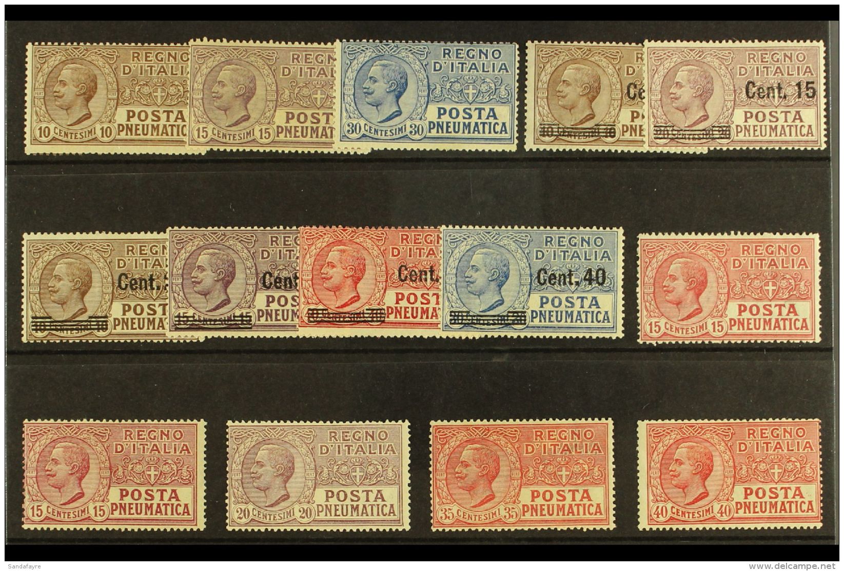 PNEUMATIC POST 1913-1928 Complete Run (SG PE96/98, 165/70 &amp; 191/95) Fine Fresh Mint. (14 Stamps)  For More... - Non Classificati