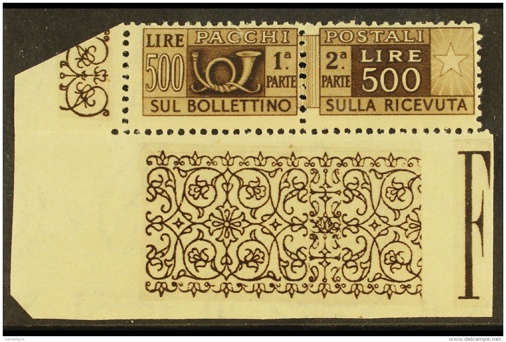 PARCEL POST 1946-51 500L Deep Brown, Watermark Sideways, Sass 80, Never Hinged Mint Horiz Pair With Engraved... - Ohne Zuordnung