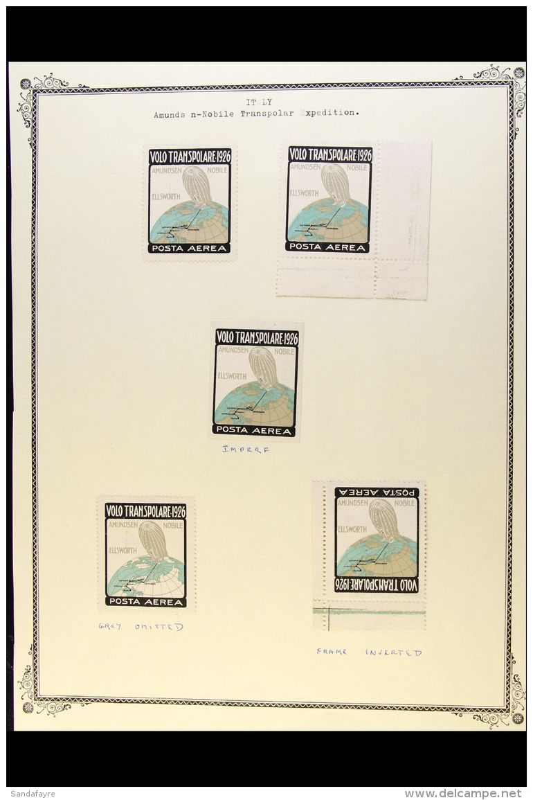 1926 NOBILE TRANS-POLAR FLIGHT. 'VOLO TRANSPOLARE POSTA AEREA' Semi-official Airpost Stamps Fine Mint Specialized... - Ohne Zuordnung