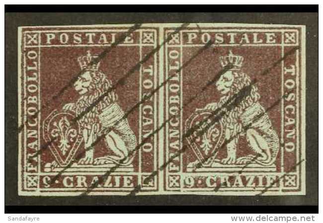 TUSCANY 1851 9cr Brown Violet On Blue Paper, Sass 8b, Superb Used Pair With Deep Rich Colour, Large Even Margins... - Non Classés