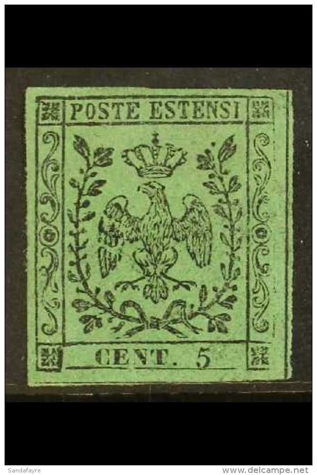 MODENA 1852 5c Green, Sass 1, Variety "no Stop After 5", Very Fine Mint Og With Large Margins All Round. Signed... - Non Classificati