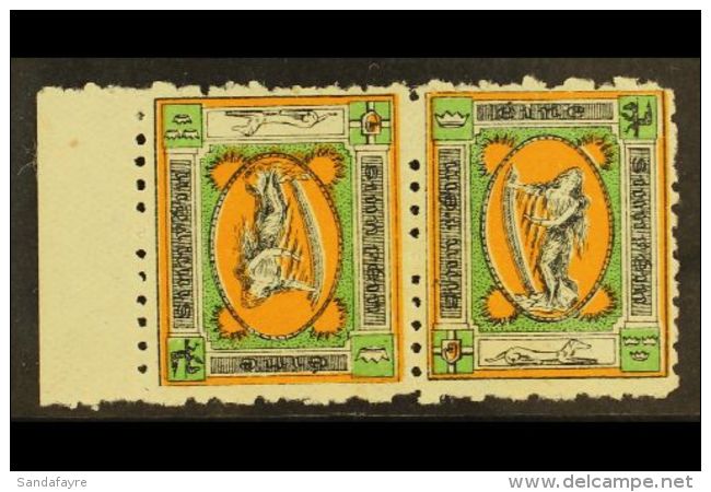 FORERUNNER RARITY 1907-16 Sinn Fein "Hibernia", Broad Crown Perf 11&frac14;, Horizontal Marginal TETE BECHE PAIR... - Autres & Non Classés