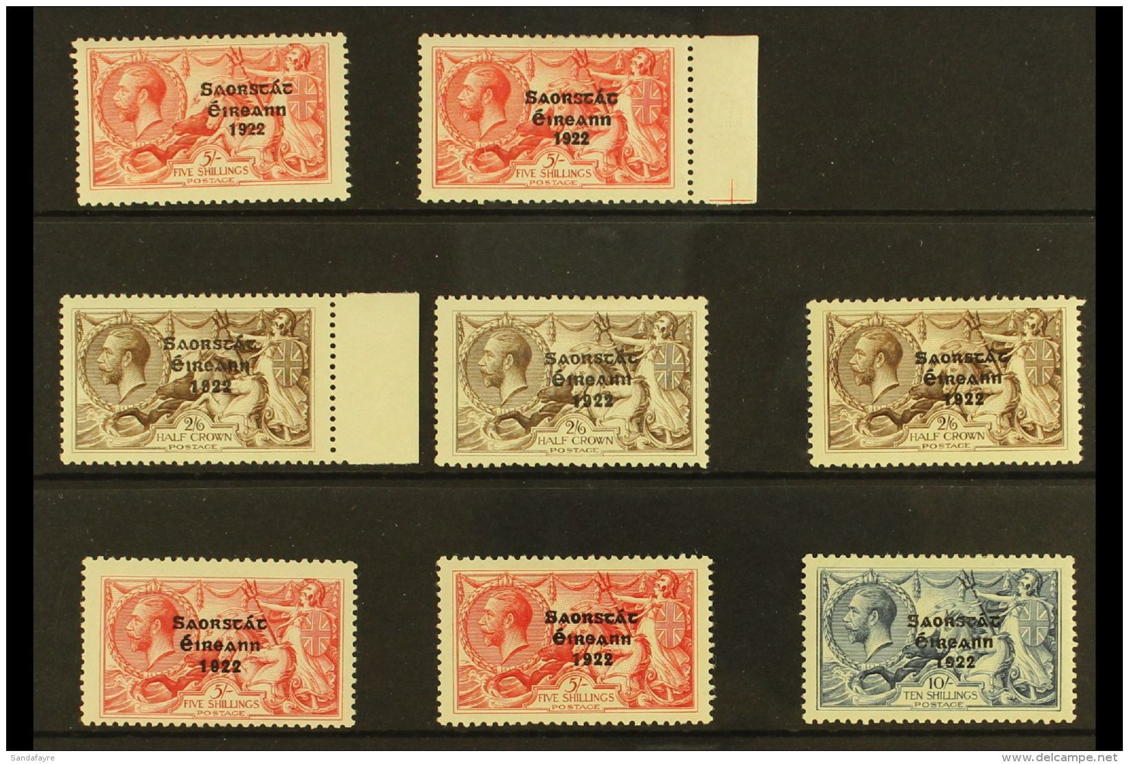 1925-28 MINT SEAHORSE SELECTION Presented On A Stock Card. Includes Two Examples (one Marginal) Of "Narrow Date",... - Altri & Non Classificati